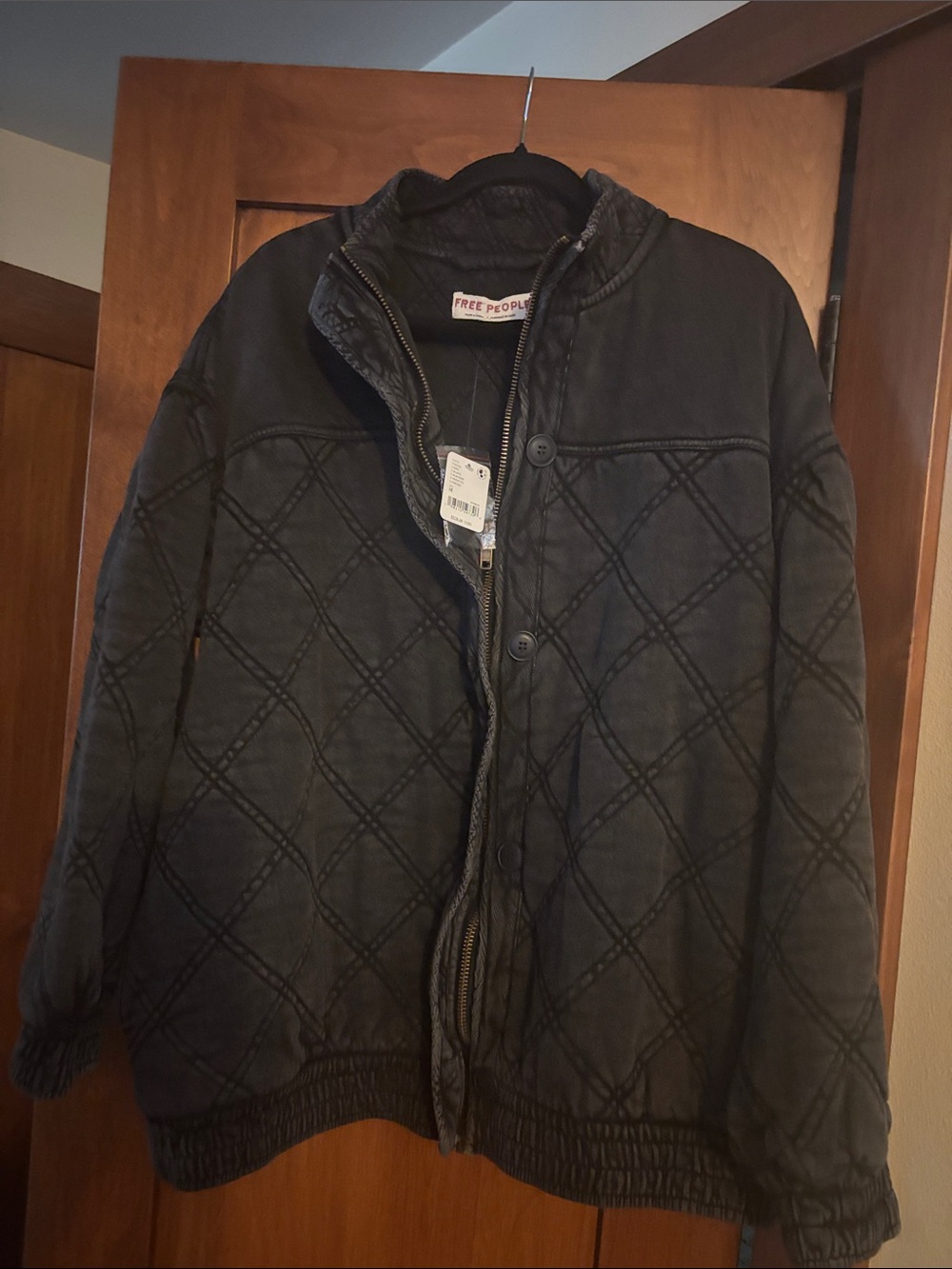 Free People Black Diamond Quilted Jacket